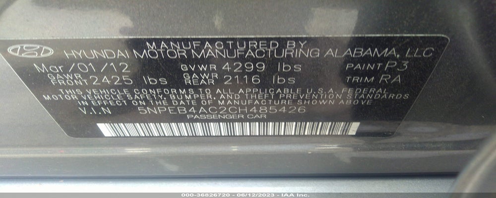 5NPEB4AC2CH485426 2012 HYUNDAI SONATA photo no. 9