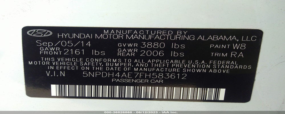 5NPDH4AE7FH583612 2015 HYUNDAI ELANTRA photo no. 9