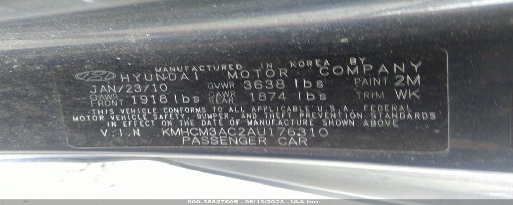 KMHCM3AC2AU176310 2010 HYUNDAI ACCENT photo no. 9
