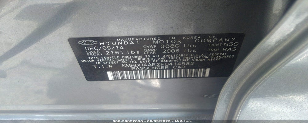 KMHDH4AE2FU414583 2015 HYUNDAI ELANTRA photo no. 9