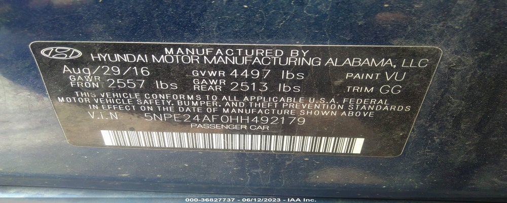 5NPE24AF0HH492179 2017 HYUNDAI SONATA photo no. 9