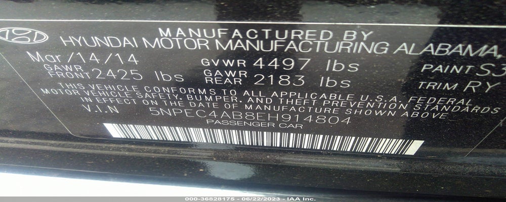 5NPEC4AB8EH914804 2014 HYUNDAI SONATA photo no. 9