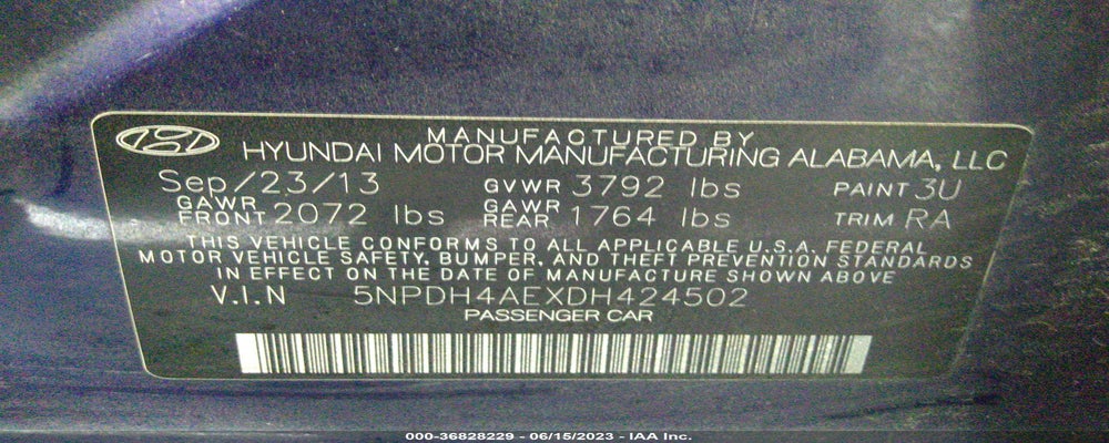 5NPDH4AEXDH424502 2013 HYUNDAI ELANTRA photo no. 9