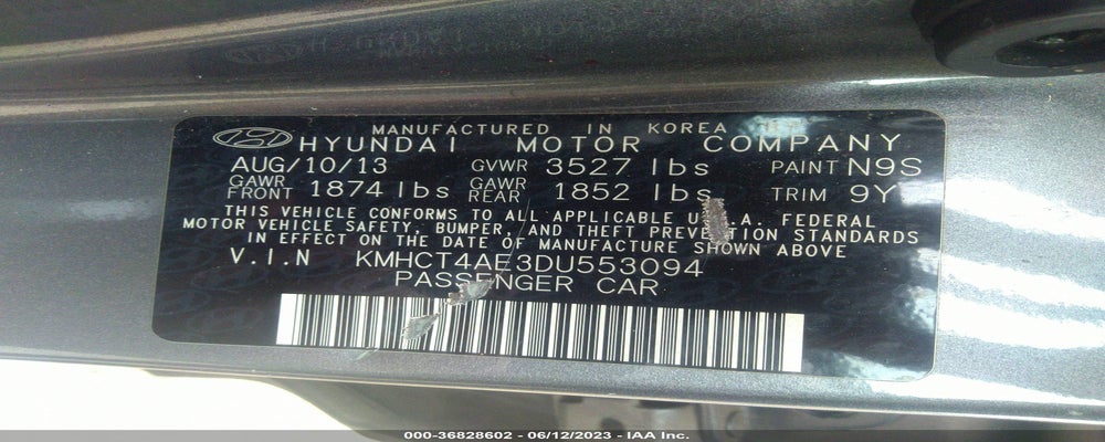 KMHCT4AE3DU553094 2013 HYUNDAI ACCENT photo no. 9
