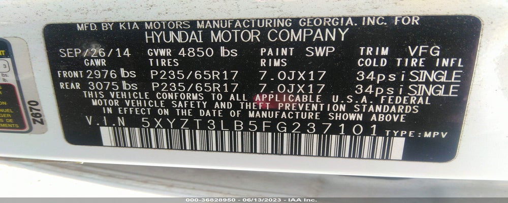 5XYZT3LB5FG237101 2015 HYUNDAI SANTA FE SPORT photo no. 9