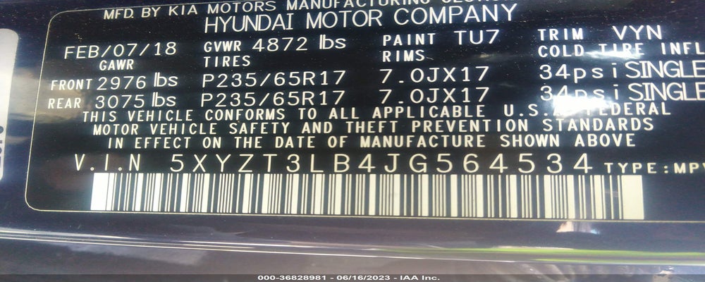 5XYZT3LB4JG564534 2018 HYUNDAI SANTA FE SPORT photo no. 9