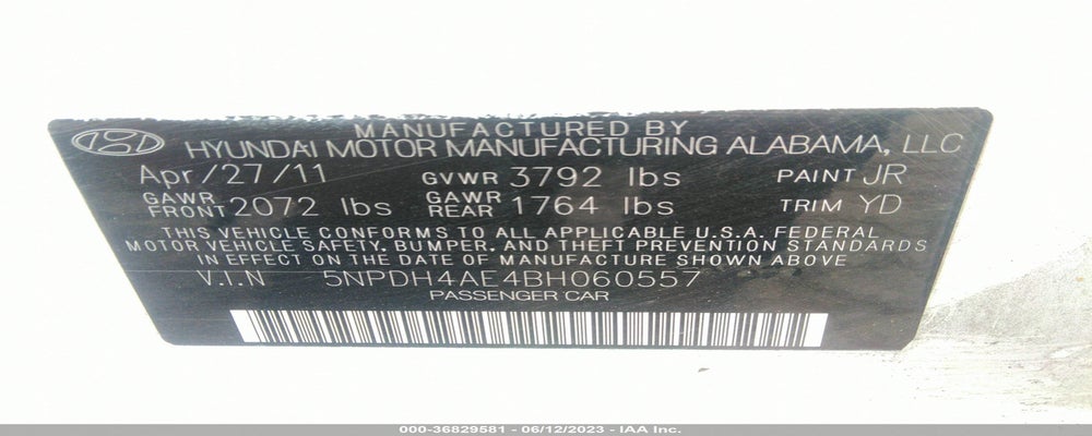 5NPDH4AE4BH060557 2011 HYUNDAI ELANTRA photo no. 9