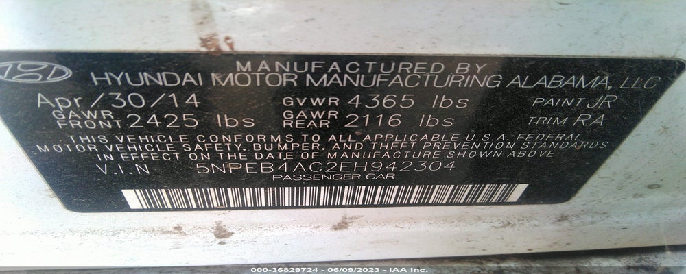 5NPEB4AC2EH942304 2014 HYUNDAI SONATA photo no. 9