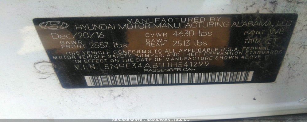 5NPE34AB1HH541299 2017 HYUNDAI SONATA photo no. 9