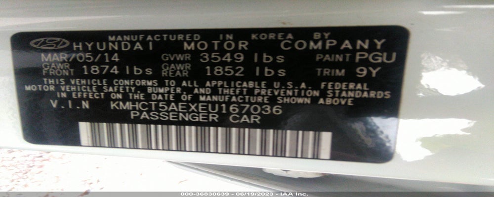 KMHCT5AEXEU167036 2014 HYUNDAI ACCENT photo no. 9