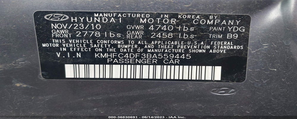 KMHFC4DF3BA559445 2011 HYUNDAI AZERA photo no. 9