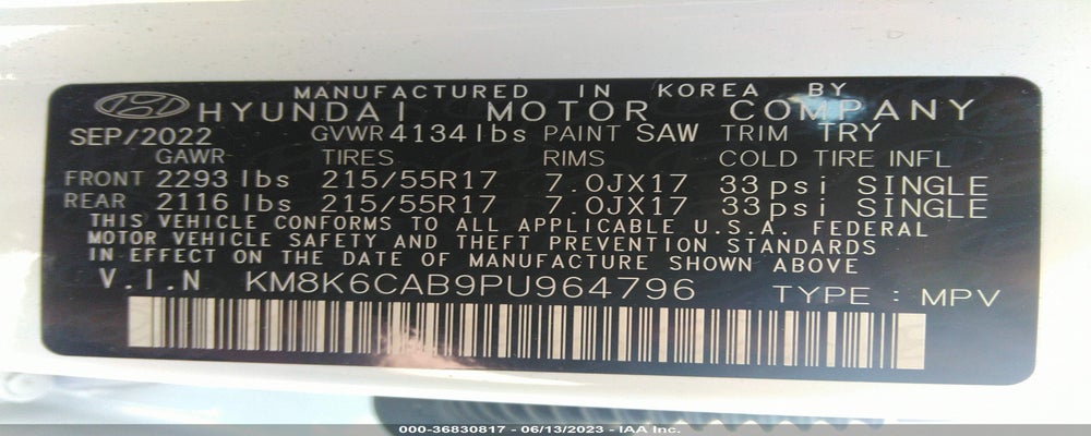KM8K6CAB9PU964796 2023 HYUNDAI KONA photo no. 9