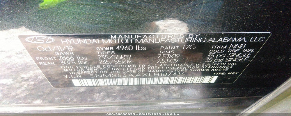 5NMS53AAXLH187416 2020 HYUNDAI SANTA FE photo no. 9