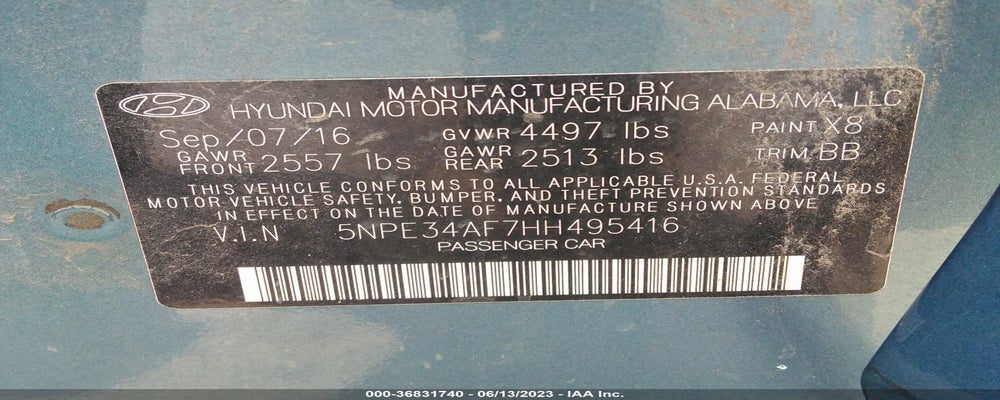 5NPE34AF7HH495416 2017 HYUNDAI SONATA photo no. 9