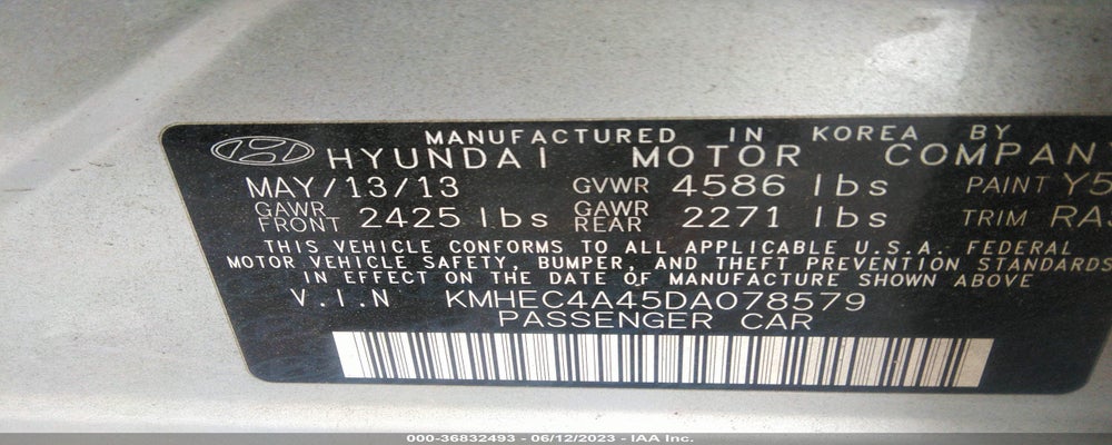 KMHEC4A45DA078579 2013 HYUNDAI SONATA HYBRID photo no. 9