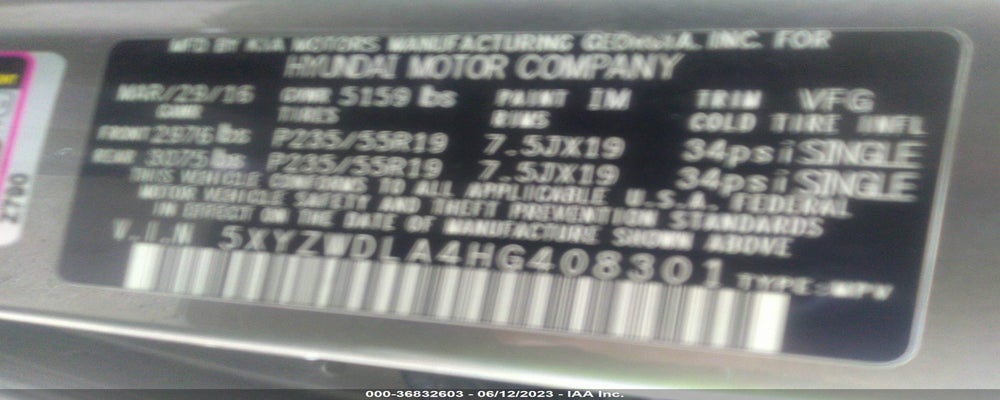 5XYZWDLA4HG408301 2017 HYUNDAI SANTA FE SPORT photo no. 9