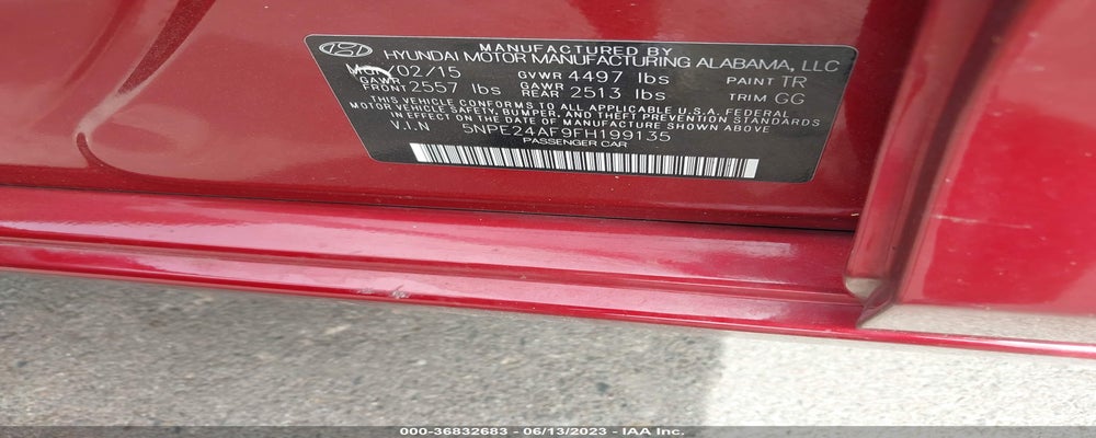 5NPE24AF9FH199135 2015 HYUNDAI SONATA photo no. 9