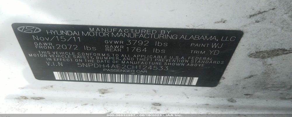 5NPDH4AE2CH124533 2012 HYUNDAI ELANTRA photo no. 9