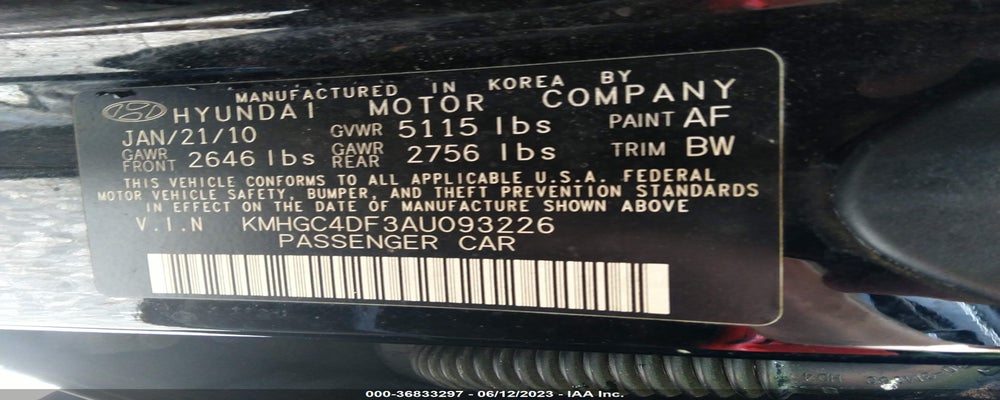 KMHGC4DF3AU093226 2010 HYUNDAI GENESIS photo no. 9