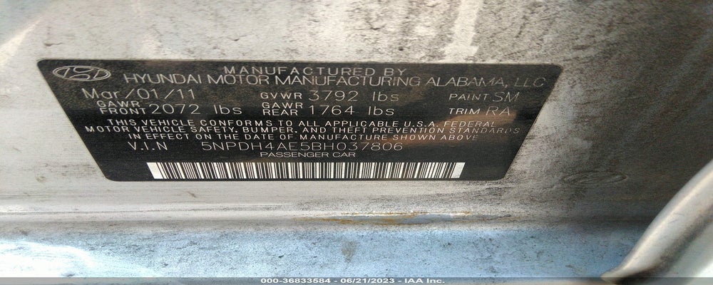 5NPDH4AE5BH037806 2011 HYUNDAI ELANTRA photo no. 9