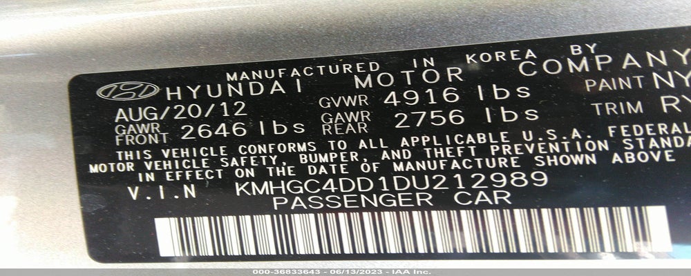 KMHGC4DD1DU212989 2013 HYUNDAI GENESIS photo no. 9