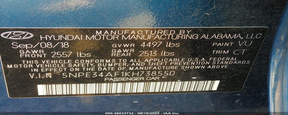 5NPE34AF1KH738550 2019 HYUNDAI SONATA photo no. 9
