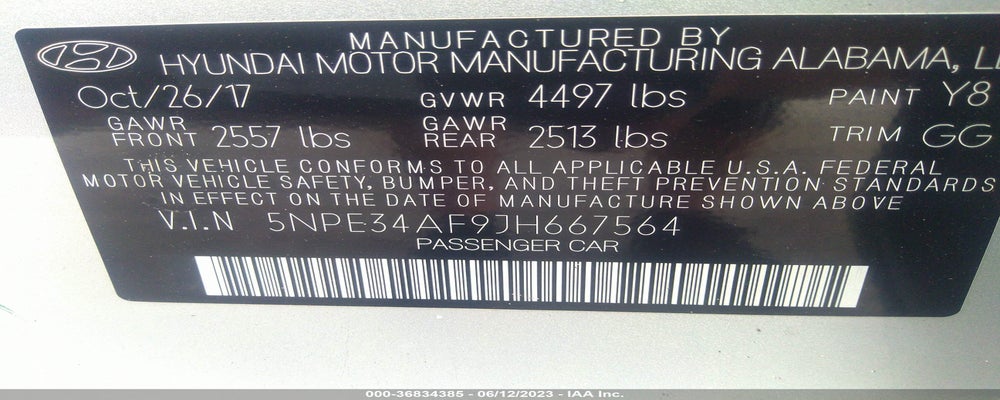 5NPE34AF9JH667564 2018 HYUNDAI SONATA photo no. 9