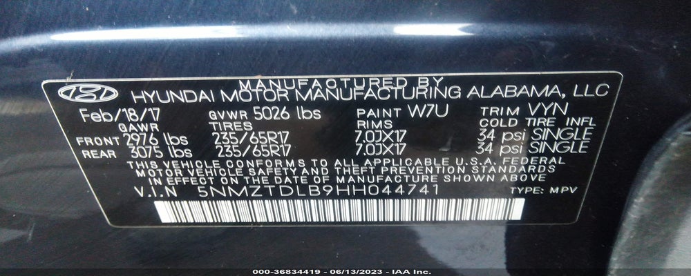 5NMZTDLB9HH044741 2017 HYUNDAI SANTA FE SPORT photo no. 9