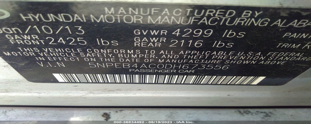 5NPEB4AC0DH673556 2013 HYUNDAI SONATA photo no. 9