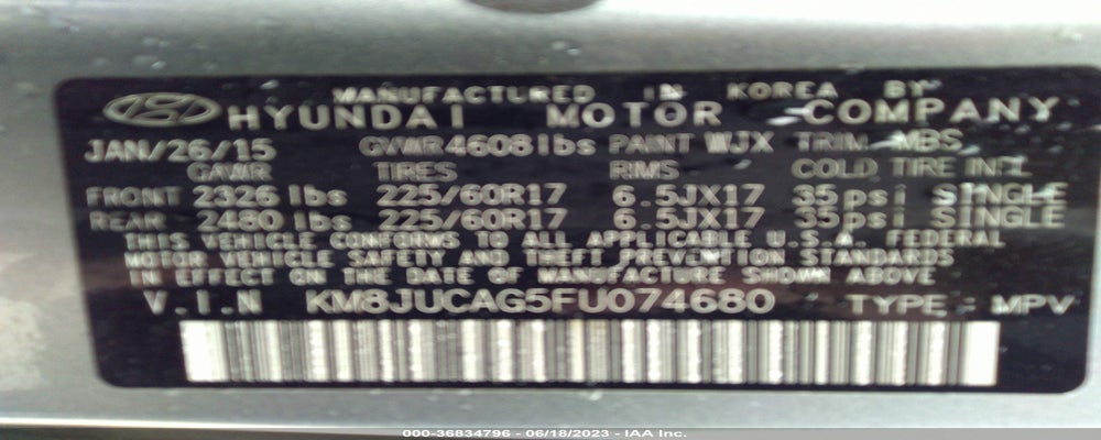 KM8JUCAG5FU074680 2015 HYUNDAI TUCSON photo no. 9