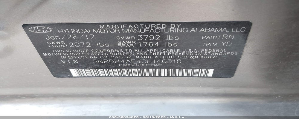 5NPDH4AE4CH140510 2012 HYUNDAI ELANTRA photo no. 9