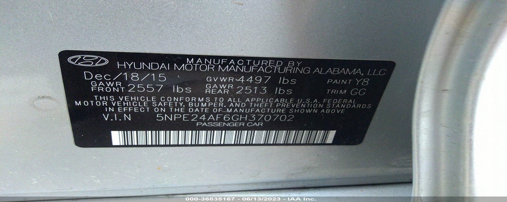 5NPE24AF6GH370702 2016 HYUNDAI SONATA photo no. 9