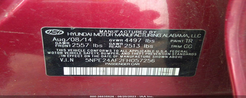 5NPE24AF2FH057256 2015 HYUNDAI SONATA photo no. 9