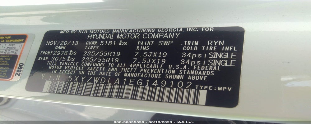 5XYZWDLA1EG149102 2014 HYUNDAI SANTA FE SPORT photo no. 9