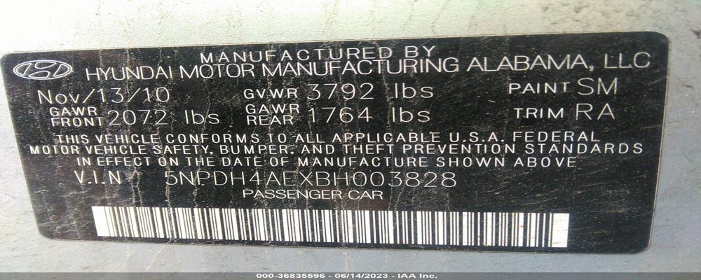 5NPDH4AEXBH003828 2011 HYUNDAI ELANTRA photo no. 9