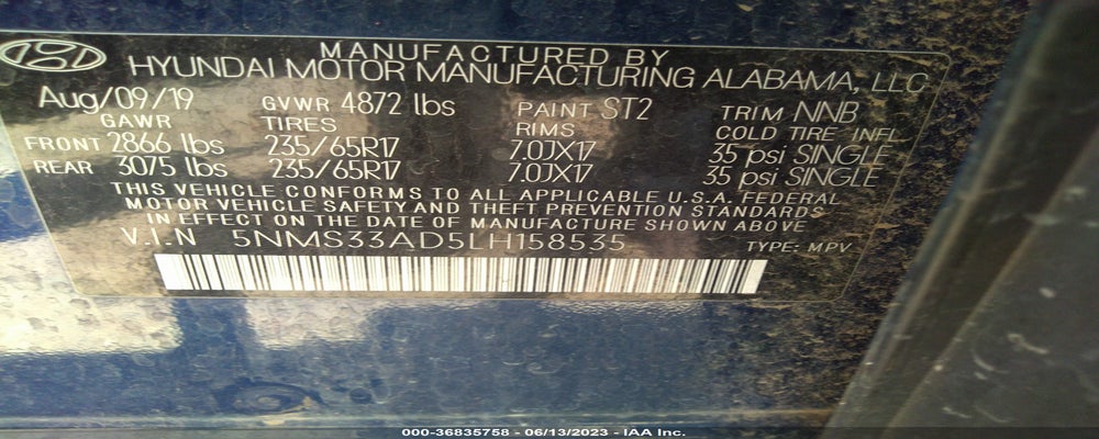 5NMS33AD5LH158535 2020 HYUNDAI SANTA FE photo no. 9
