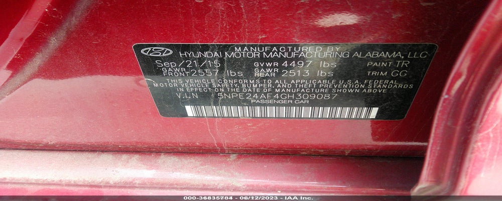 5NPE24AF4GH309087 2016 HYUNDAI SONATA photo no. 9