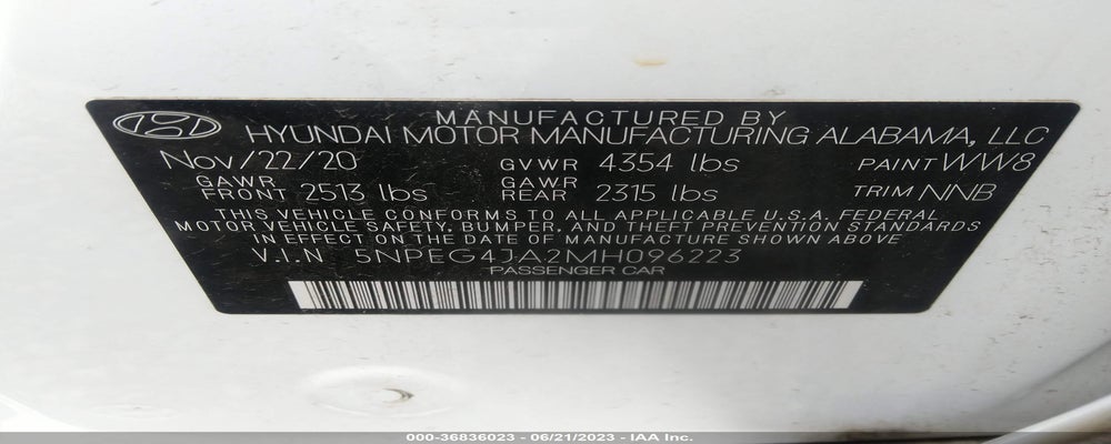 5NPEG4JA2MH096223 2021 HYUNDAI SONATA photo no. 9