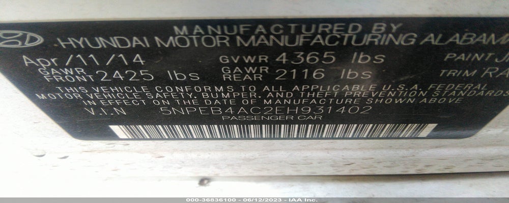 5NPEB4AC2EH931402 2014 HYUNDAI SONATA photo no. 9
