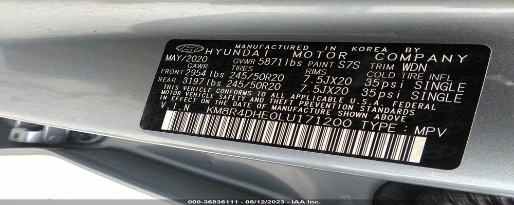 KM8R4DHE0LU171200 2020 HYUNDAI PALISADE photo no. 9