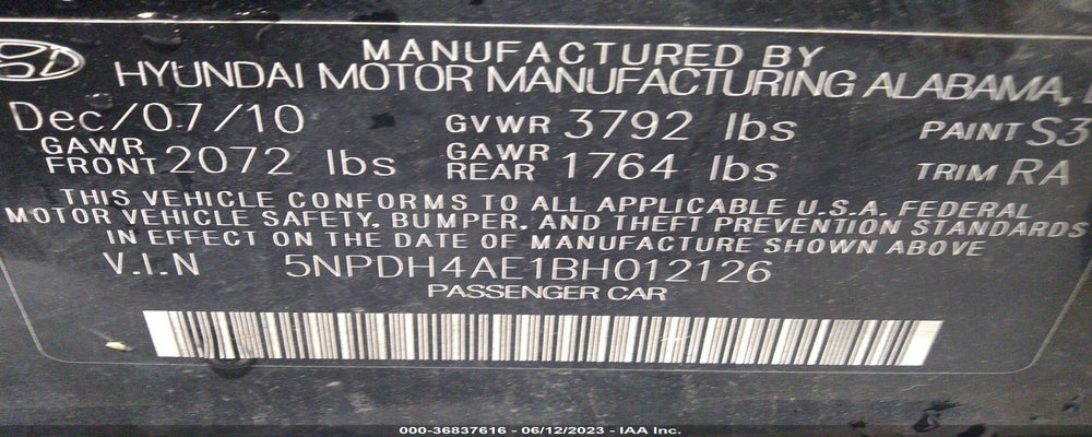 5NPDH4AE1BH012126 2011 HYUNDAI ELANTRA photo no. 9