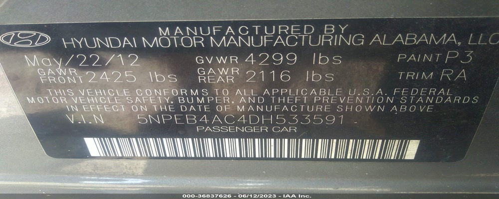 5NPEB4AC4DH533591 2013 HYUNDAI SONATA photo no. 9