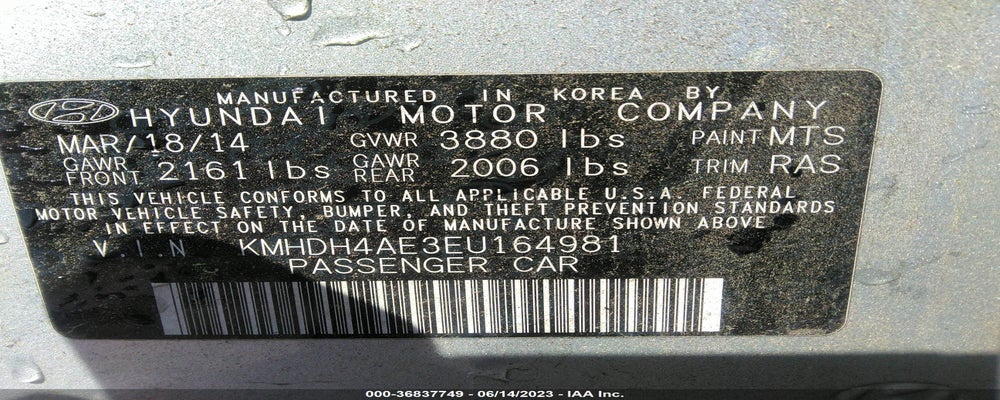 KMHDH4AE3EU164981 2014 HYUNDAI ELANTRA photo no. 9