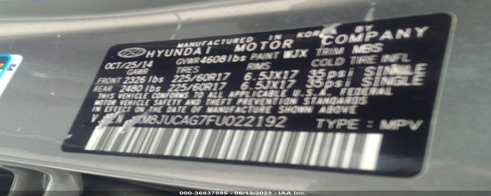 KM8JUCAG7FU022192 2015 HYUNDAI TUCSON photo no. 9