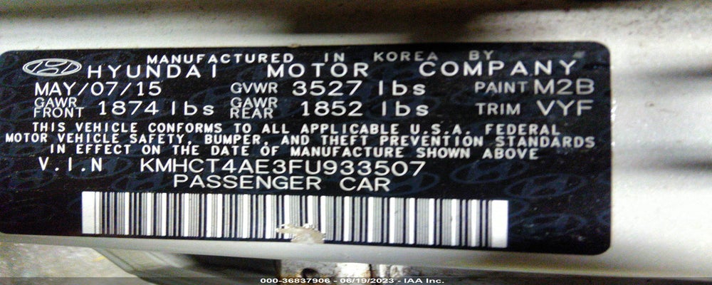 KMHCT4AE3FU933507 2015 HYUNDAI ACCENT photo no. 9
