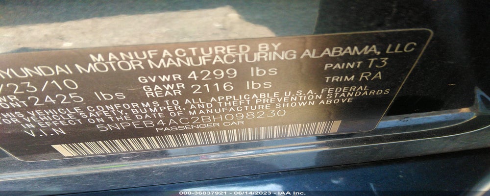 5NPEB4AC2BH098230 2011 HYUNDAI SONATA photo no. 9