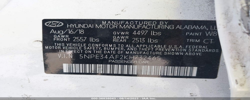 5NPE34AF2KH732465 2019 HYUNDAI SONATA photo no. 9