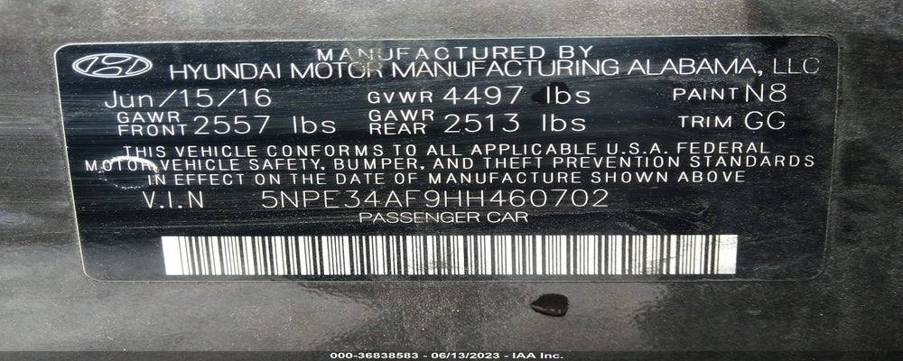 5NPE34AF9HH460702 2017 HYUNDAI SONATA photo no. 9