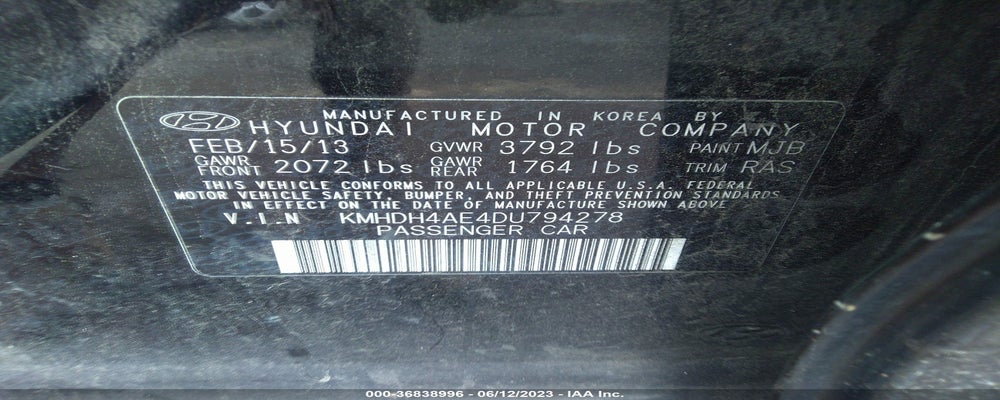 KMHDH4AE4DU794278 2013 HYUNDAI ELANTRA photo no. 9