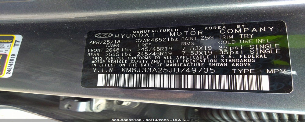 KM8J33A25JU749735 2018 HYUNDAI TUCSON photo no. 9